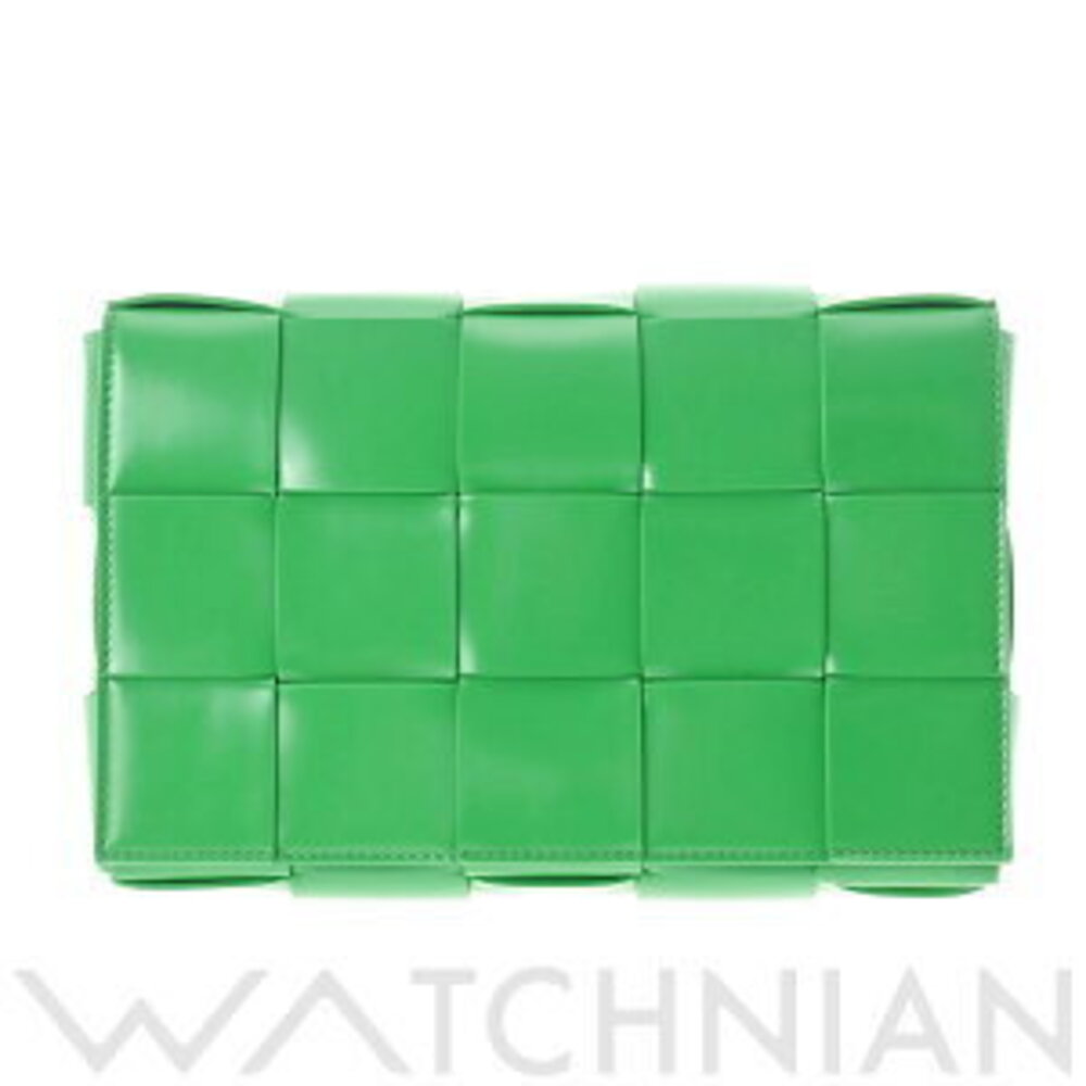 Bottega Veneta Cassette Maxi Intrecciato Green Lambskin Shoulder Bag - Picture 1 of 13